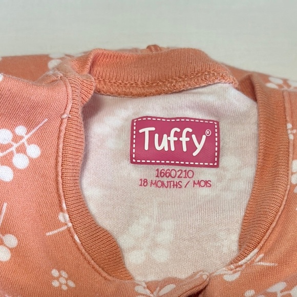 Tuffy - Peach Baby Onesie with Floral Pattern and embroidered bunny - Picture 2 of 5